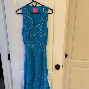 Lilly Pulitzer Vibrant Blue Dress with Silver Dots